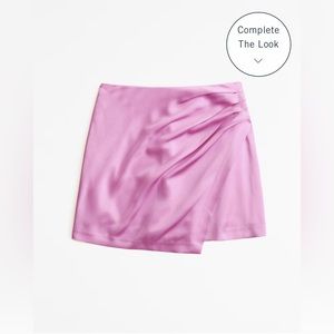 NWT Abercrombie Barbie Pink Satin Draped Mini Skort